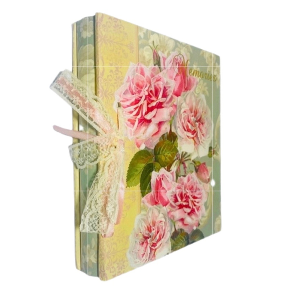 🌸 Vintage Floral Photo Album Memory Book – Victorian Roses Design, Lace Ribbon - Picture 3 of 12